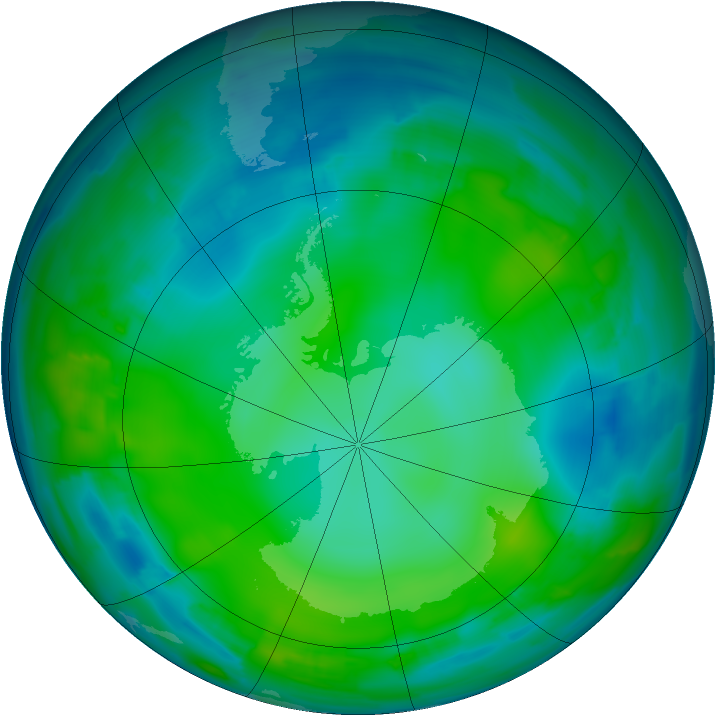 Antarctic ozone map for 26 May 2012